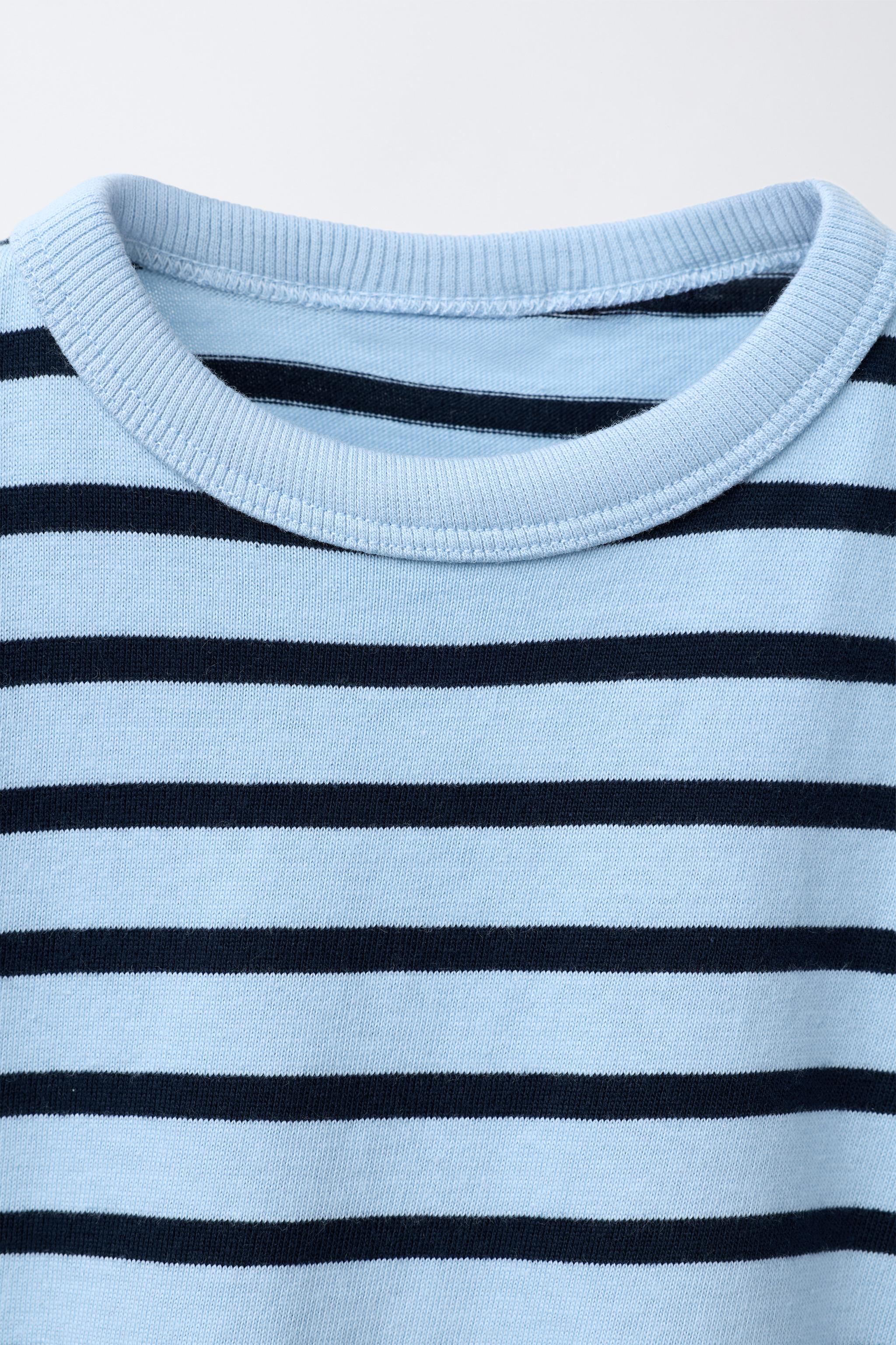 EMBROIDERED TEXT STRIPED T-SHIRT